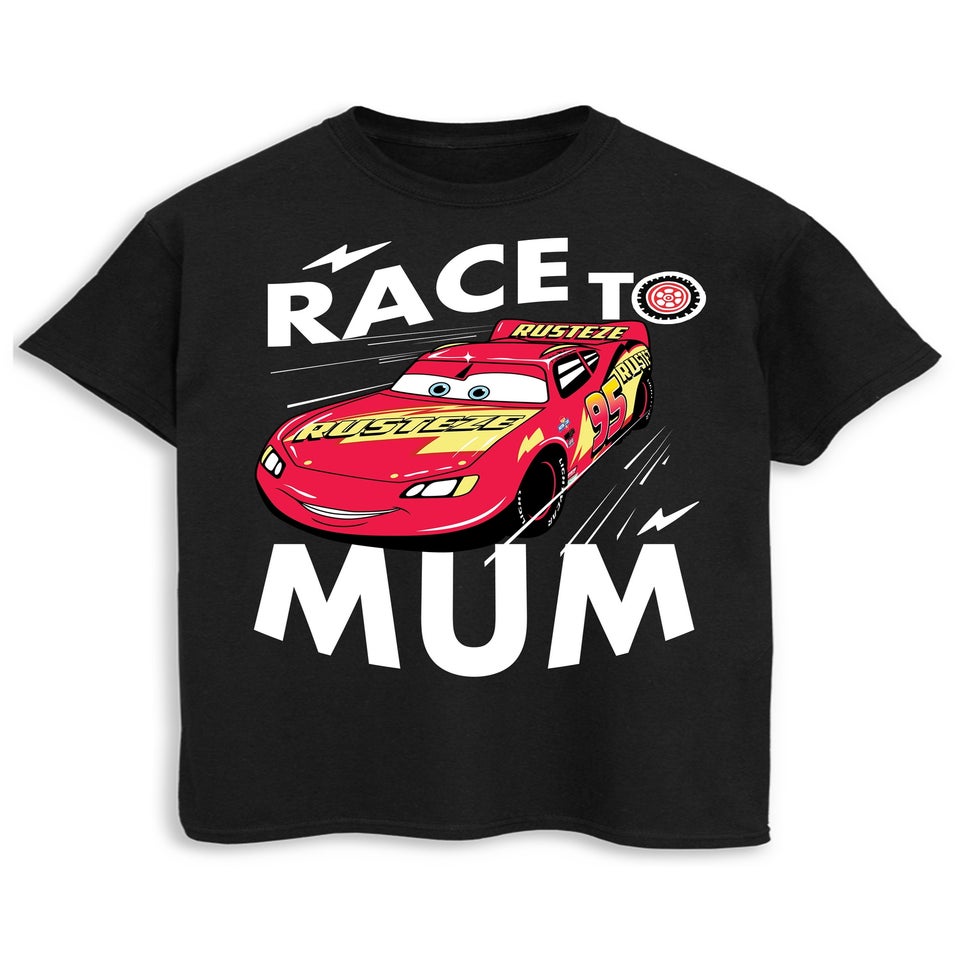 Disney Cars Race To Mum Black Boyfriend Fit T-Shirt
