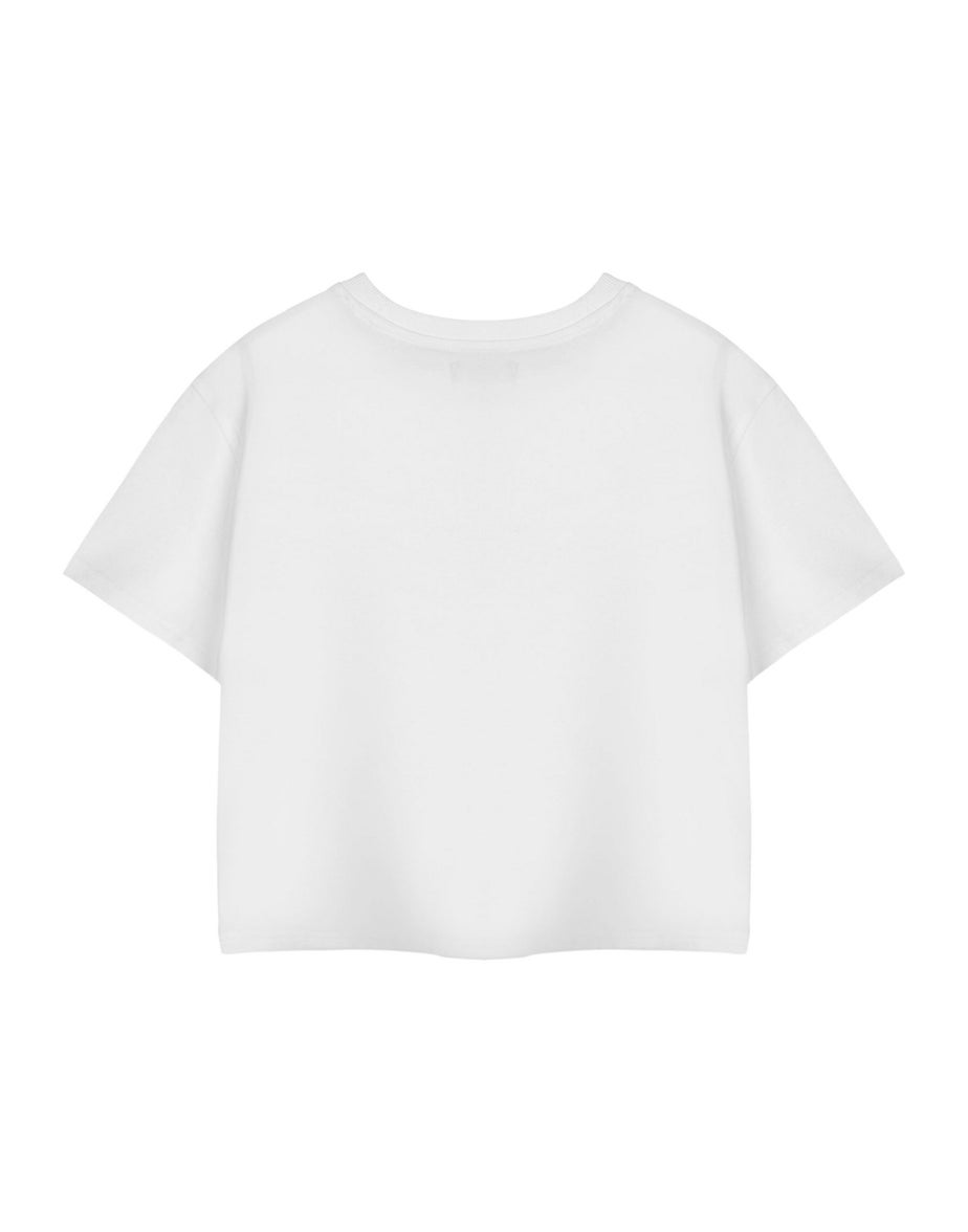 Disney True Original Mickey & Minnie White Cropped Short Sleeved T-Shirt