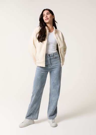 Blue Vanilla Ivory Faux Shearling Jacket