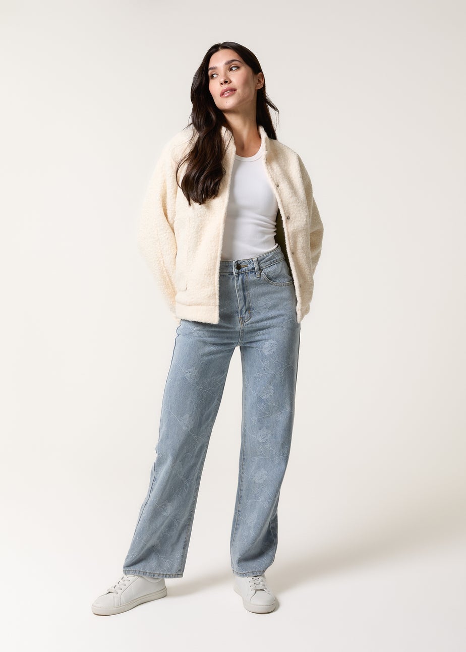 Blue Vanilla Ivory Faux Shearling Jacket