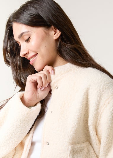 Blue Vanilla Ivory Faux Shearling Jacket