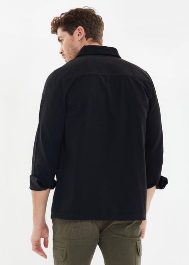 Threadbare Black Lightweight Cotton Shacket