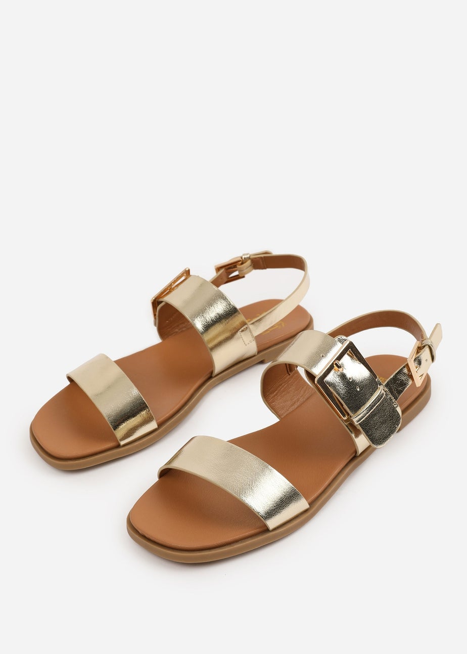 Where's That From Metallic Gold PU Camilla Classic Flat Sandals