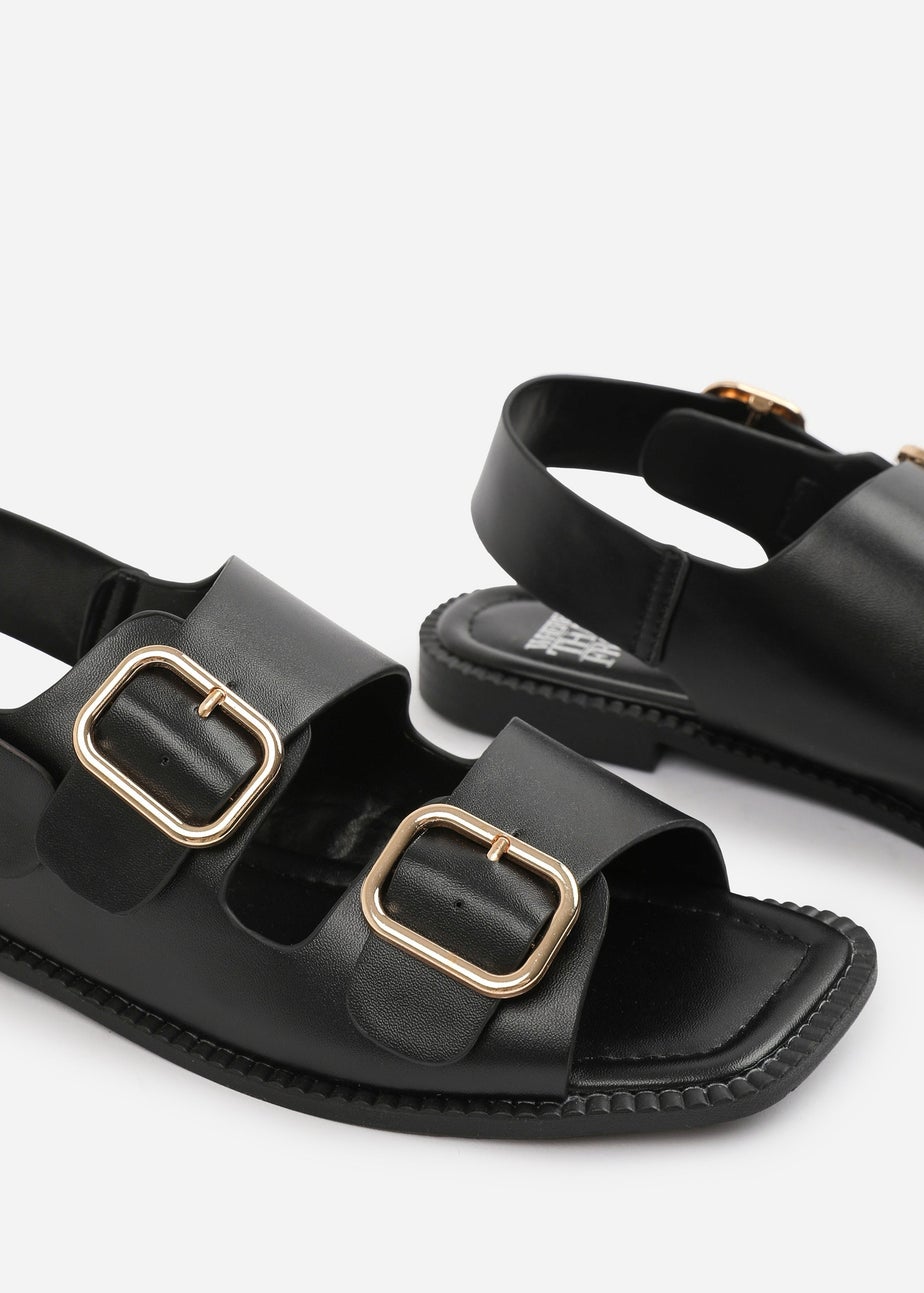 Where's That From Black PU Cher Flatform Sandal