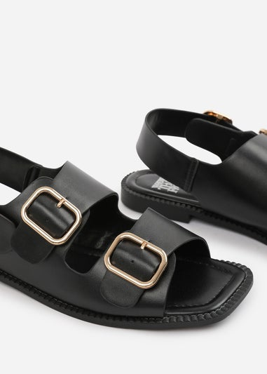 Where's That From Black PU Cher Flatform Sandal