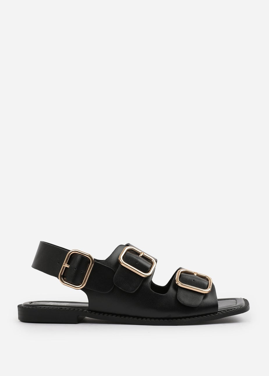 Where's That From Black PU Cher Flatform Sandal