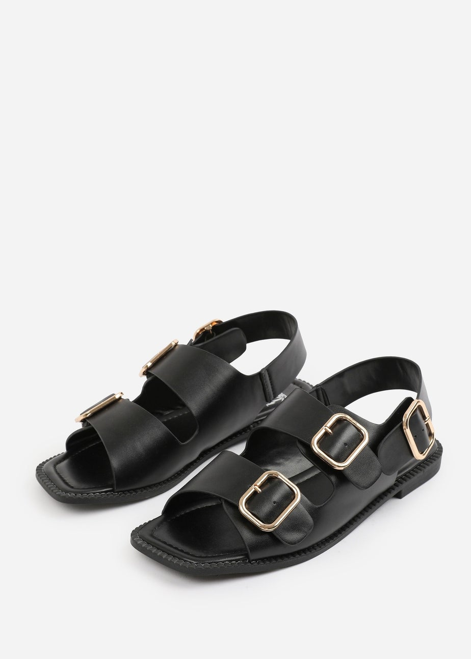 Where's That From Black PU Cher Flatform Sandal