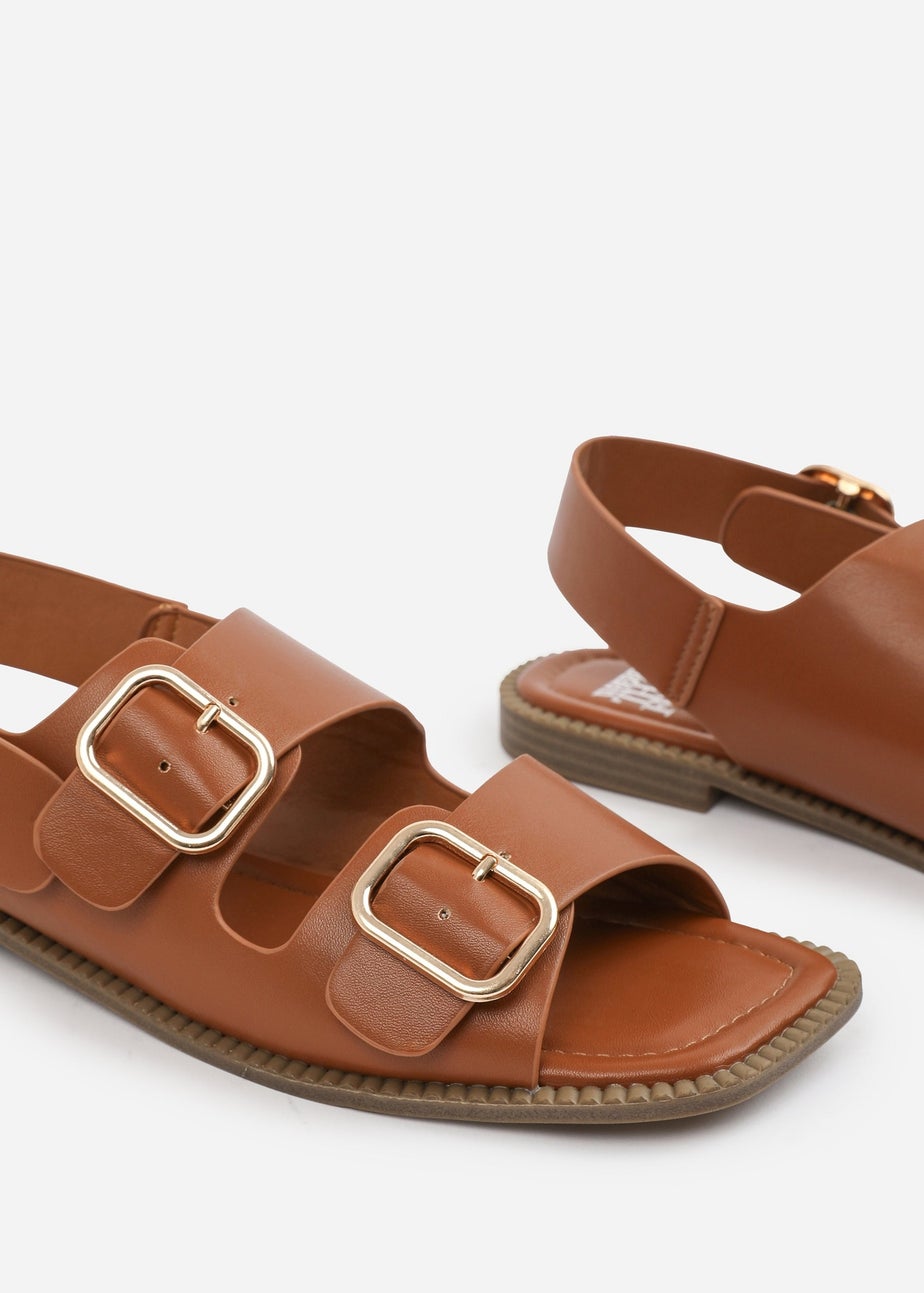 Where's That From Tan PU Cher Flatform Sandal
