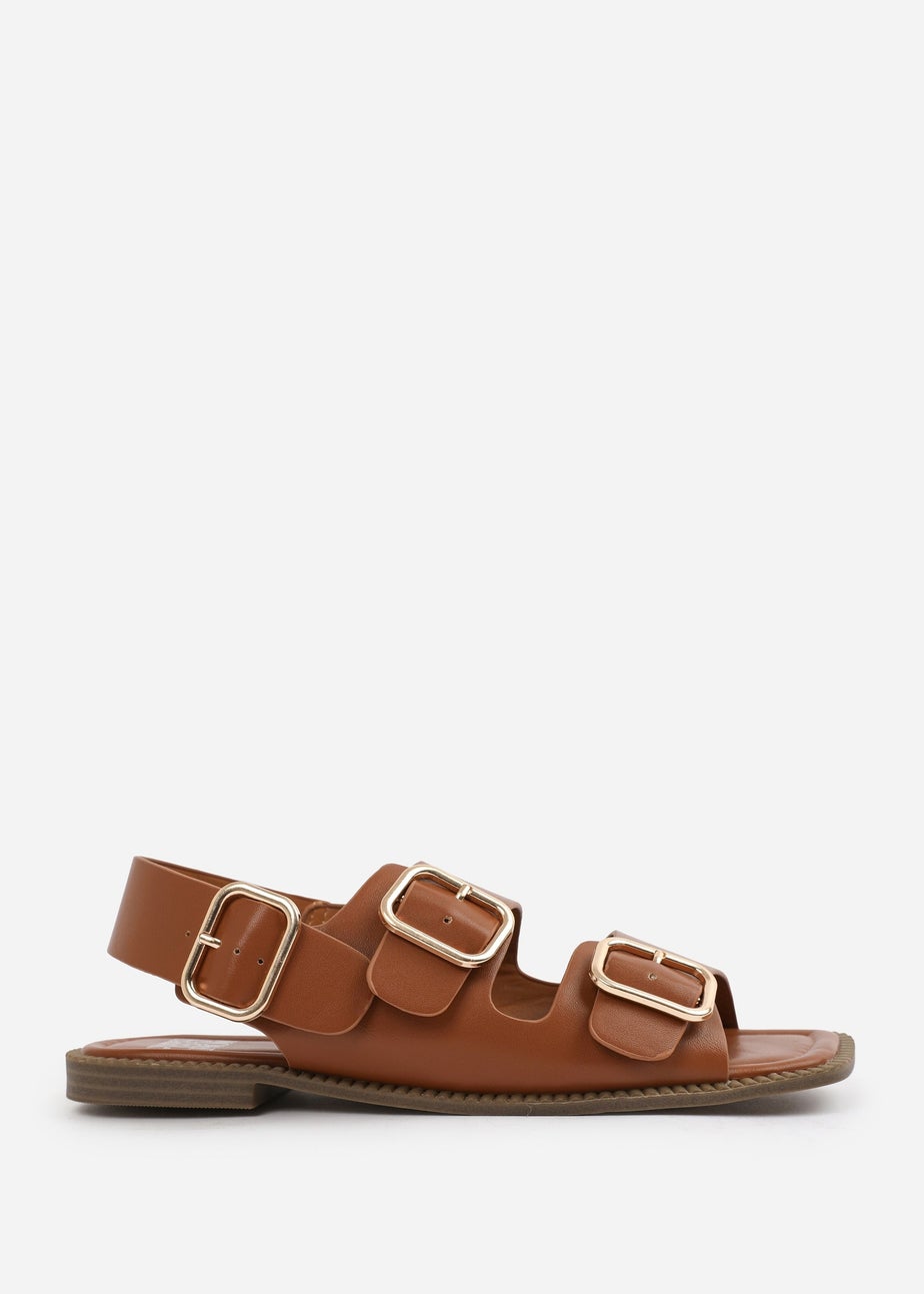 Where's That From Tan PU Cher Flatform Sandal