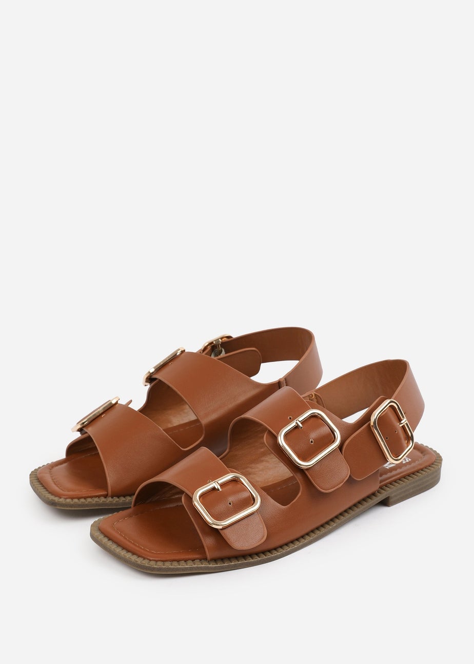 Where's That From Tan PU Cher Flatform Sandal