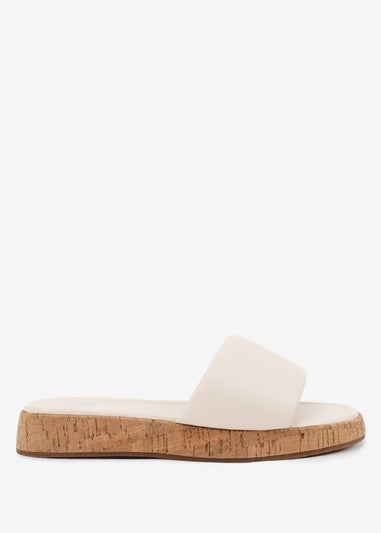 Where's That From Cream PU Julia Flatform Sliders Sandal