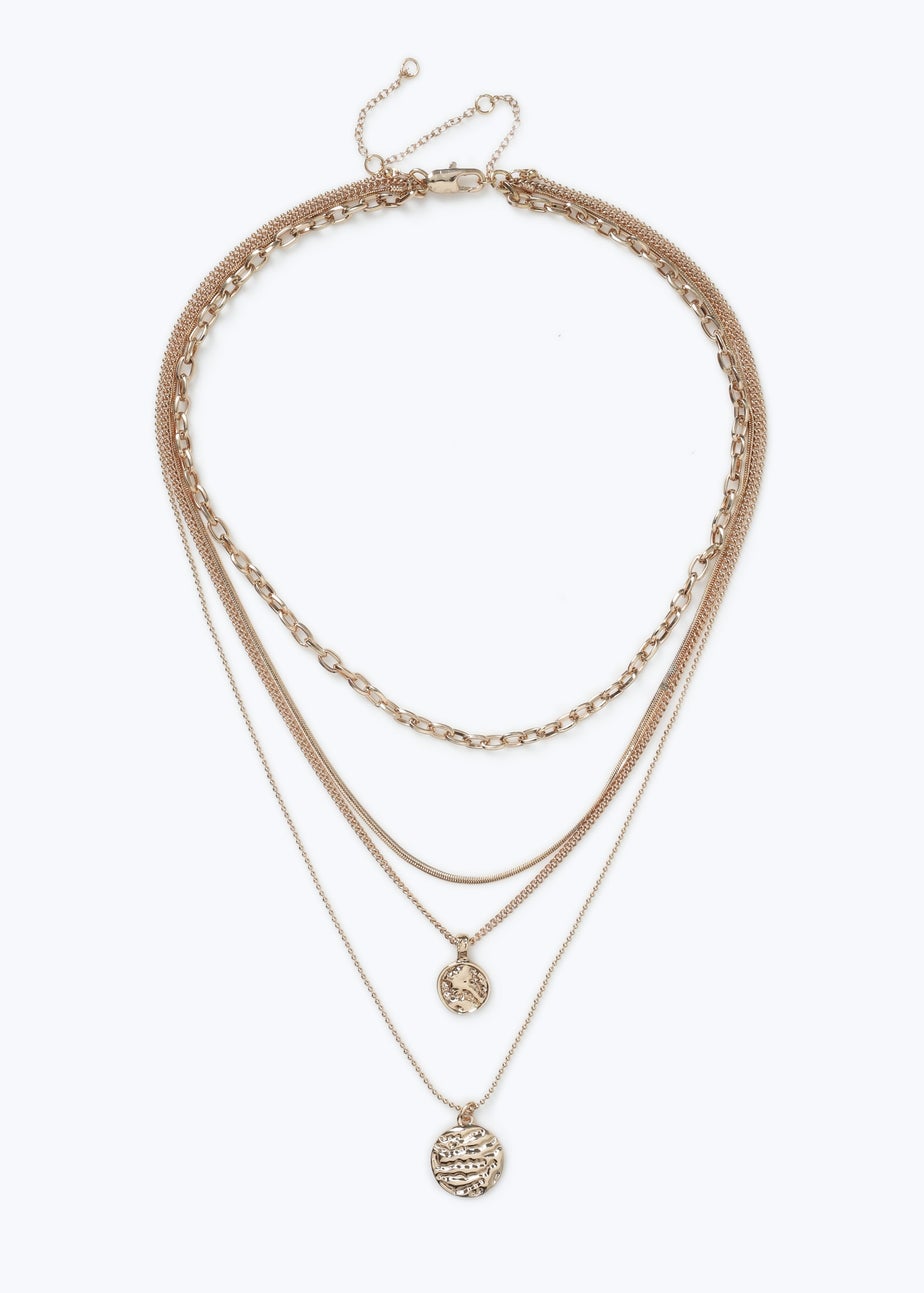 Muse Gold Multirow Coin Necklace