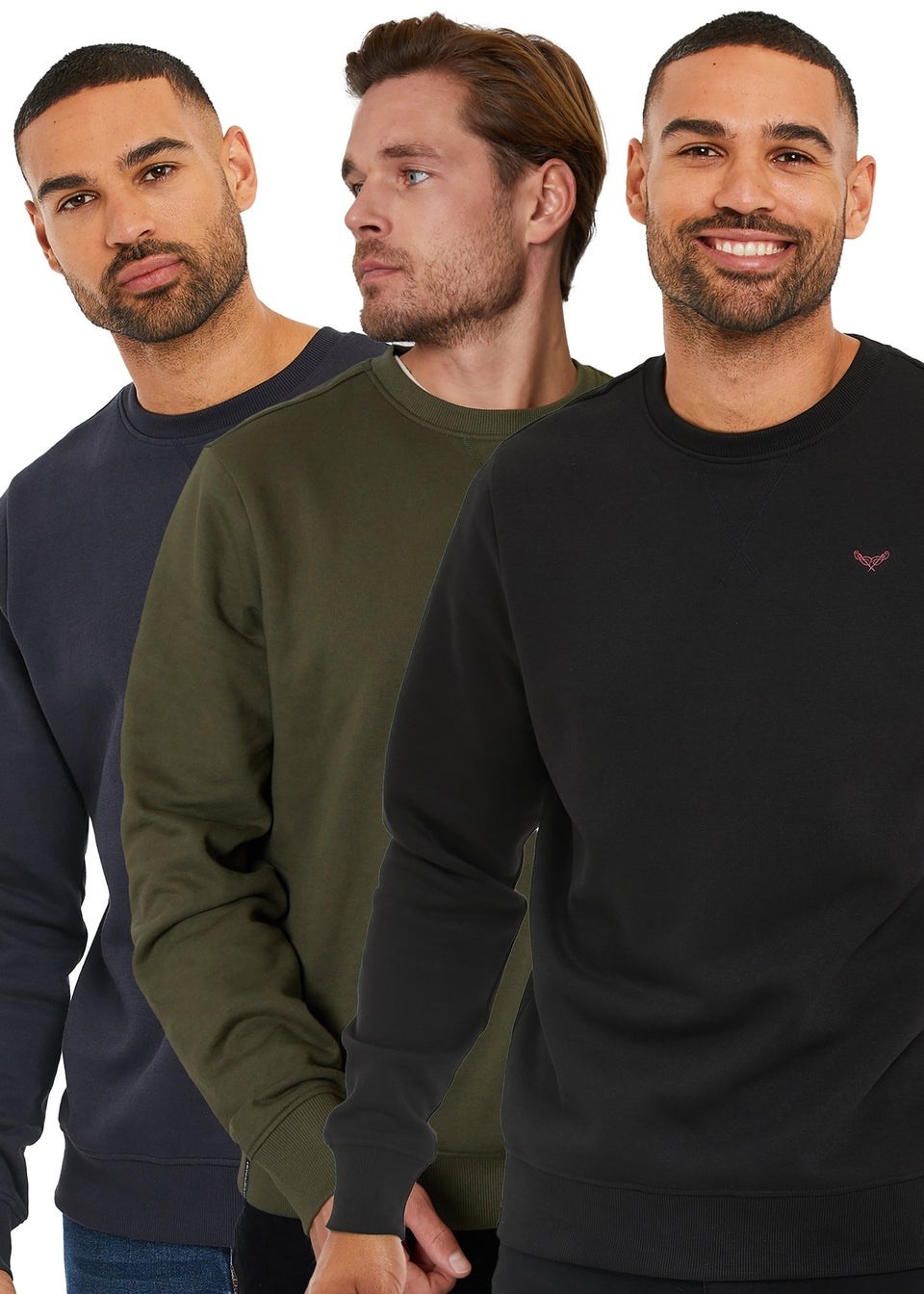 Threadbare Black 3 Pack Crew Neck Sweatshirts
