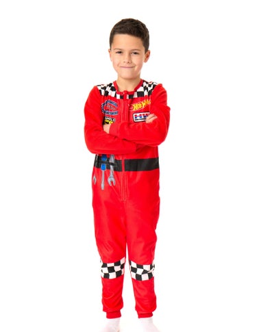 Vanilla Underground Hot Wheels Pit Crew Style Boys Red Onesies (3-10 Years)