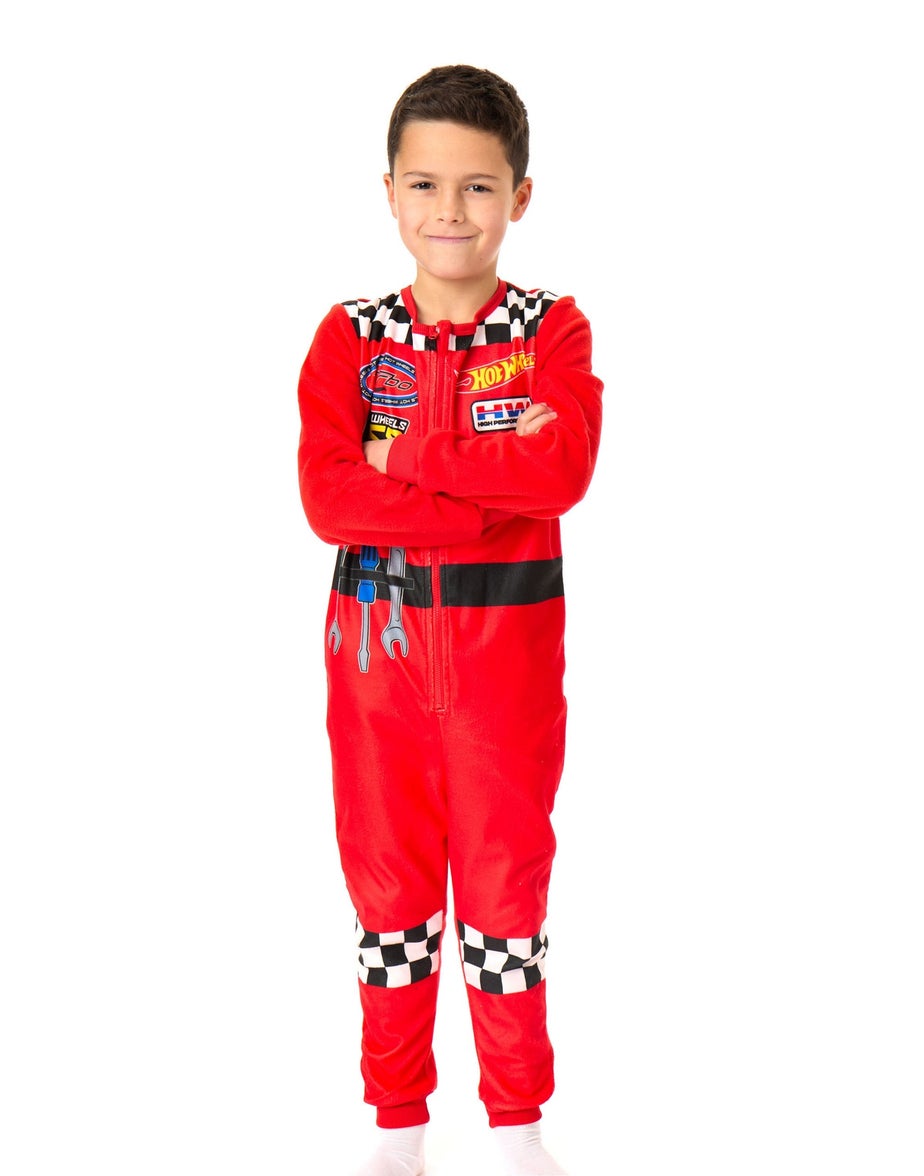 Vanilla Underground Hot Wheels Pit Crew Style Boys Red Onesies (3-10 Years)