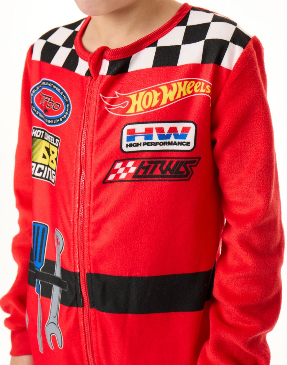 Vanilla Underground Hot Wheels Pit Crew Style Boys Red Onesies (3-10 Years)