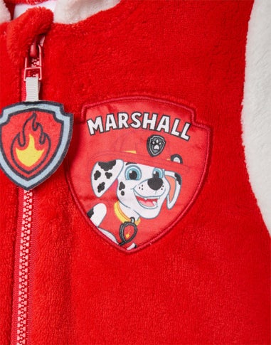 Vanilla Underground Paw Patrol Marshall Applique Face Unisex Kids Red Onesies (2-7 Years)