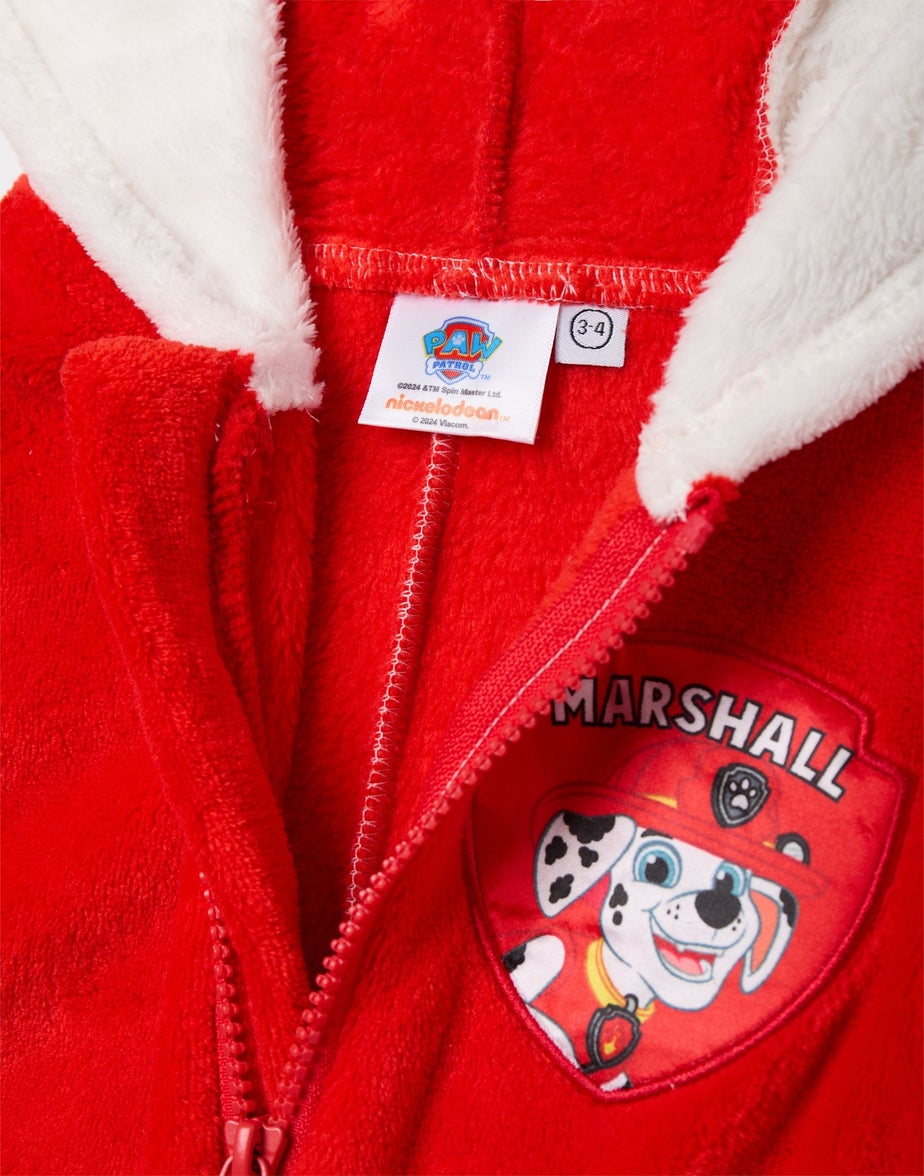 Vanilla Underground Paw Patrol Marshall Applique Face Unisex Kids Red Onesies (2-7 Years)