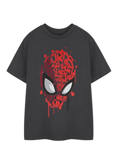 Spiderman Friendly Neighbourhood Kids Charcoal T-Shirt (2-14 Years)
