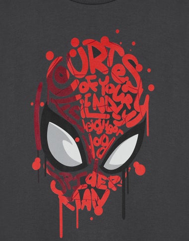 Vanilla Underground Spiderman Friendly Neighbourhood Kids Charcoal T-Shirt (2-14 Years)