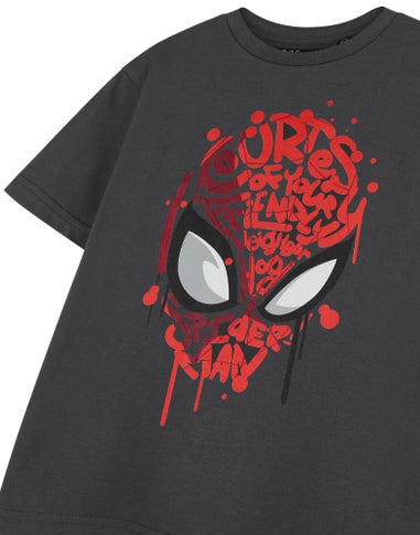Vanilla Underground Spiderman Friendly Neighbourhood Kids Charcoal T-Shirt (2-14 Years)