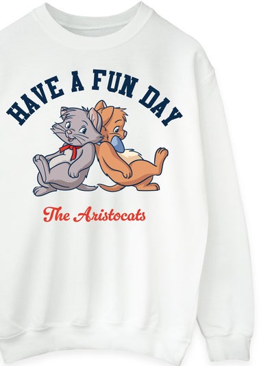Disney Aristocats Have A Fun Day White Graphic Sweatshirt