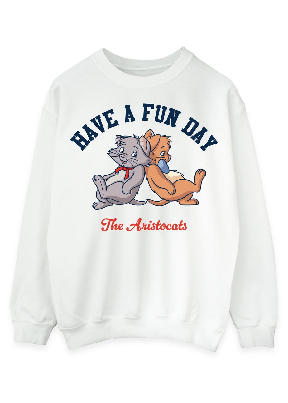 Disney Aristocats Have A Fun Day White Graphic Sweatshirt