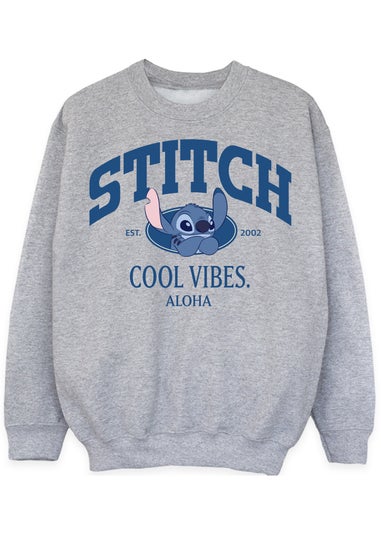 Disney Lilo & Stitch Cool Vibes Kids Heather Grey Graphic Sweatshirt (3-13 Years)