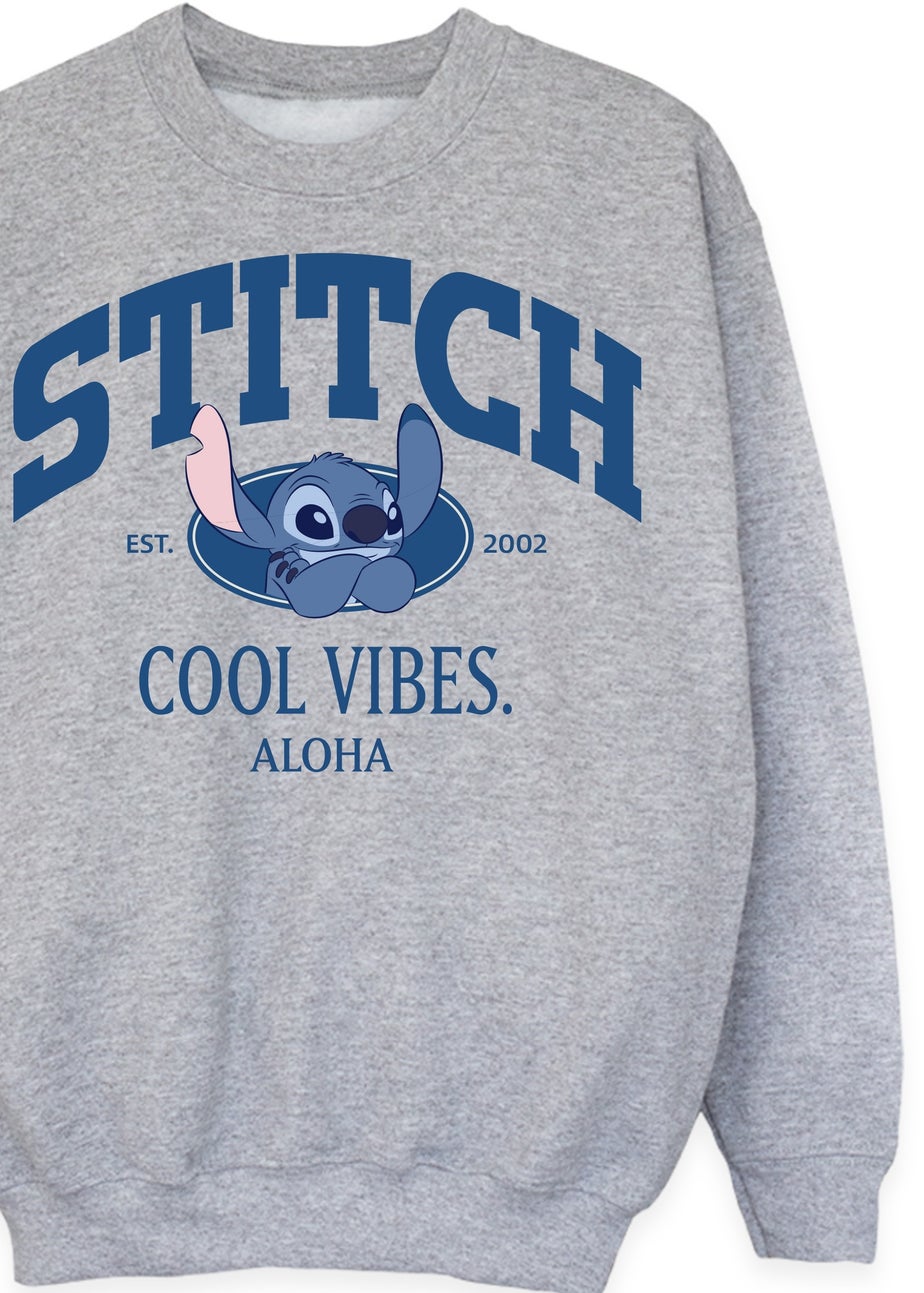 Disney Lilo & Stitch Cool Vibes Kids Heather Grey Graphic Sweatshirt (3-13 Years)