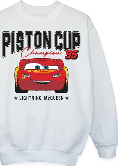 Disney Cars Lightning McQueen Piston Cup Champions Kids White Graphic Sweatshirt (3-13 Years)