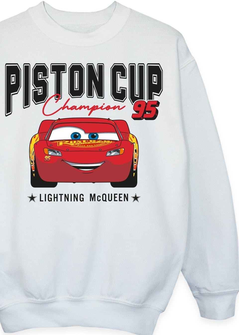 Disney Cars Lightning McQueen Piston Cup Champions Kids White Graphic Sweatshirt (3-13 Years)