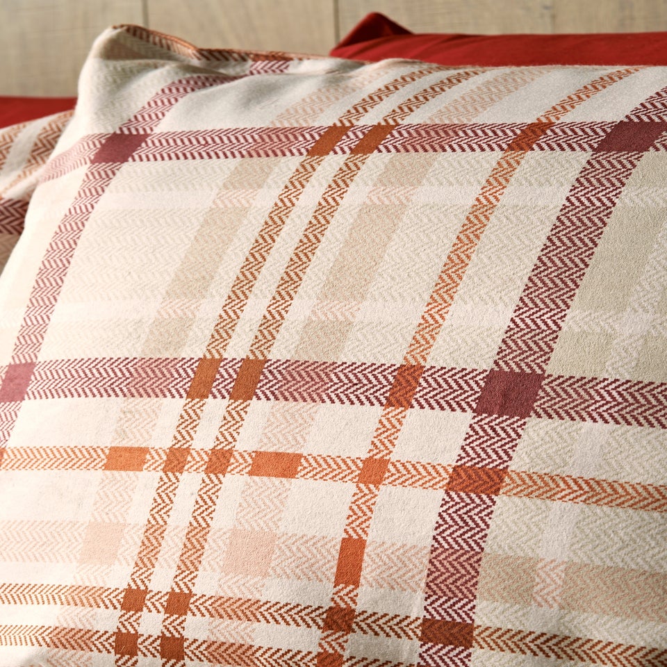 Orange Brushed Check Duvet Set
