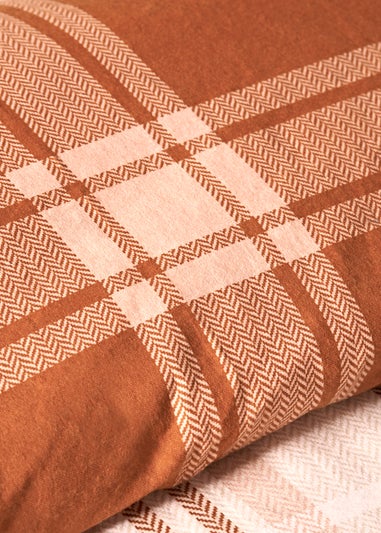 Orange Brushed Check Duvet Set