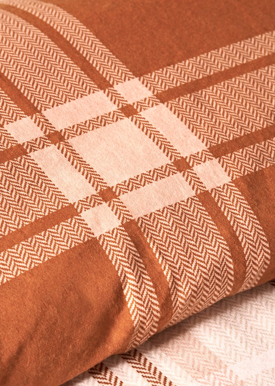 Orange Brushed Check Duvet Set