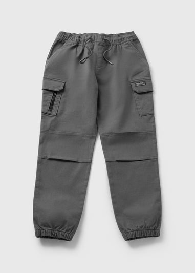 Boys Grey Cargo Twill Trousers (7-15yrs)