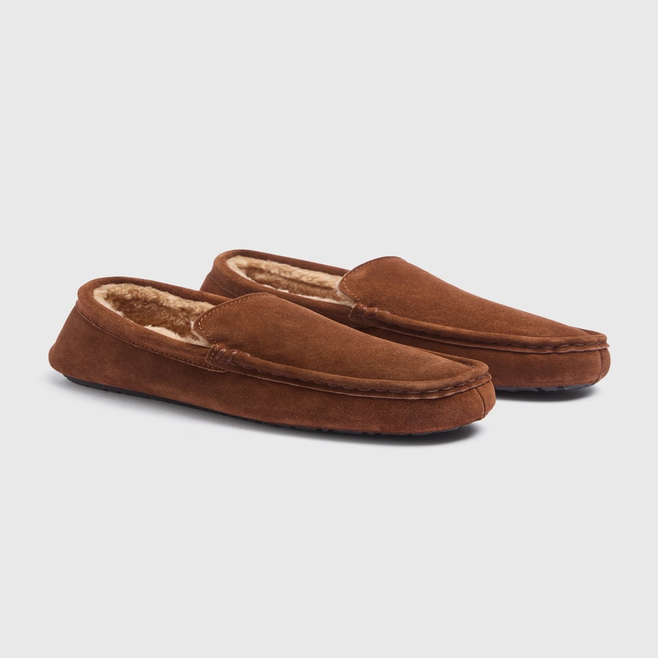 Tan Suede Fur Slippers