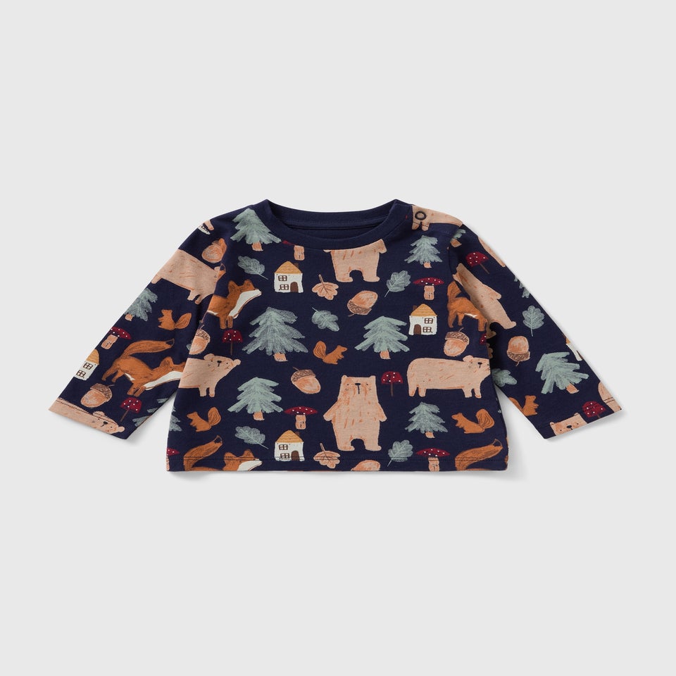 Baby Navy Forest Long Sleeve Top (0-23mths)