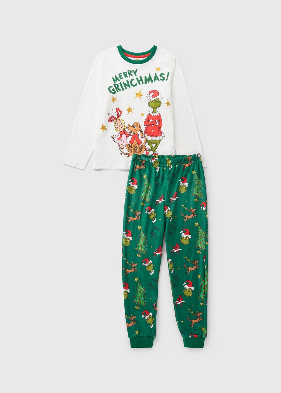 Kids Cream Grinch Family Pyjama Set (4-13yrs)