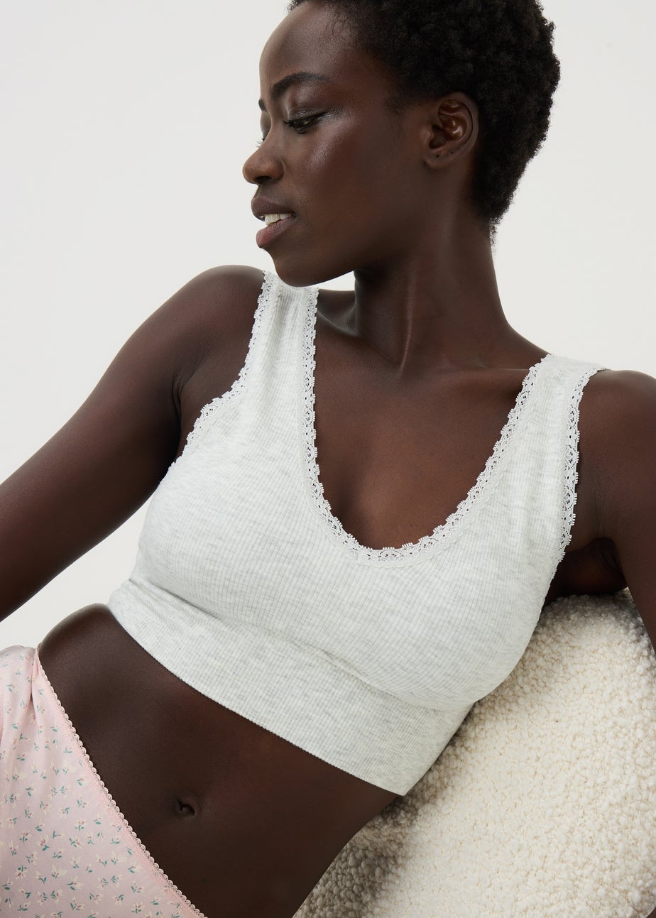 2 Pack Pink & Grey Marl Seamless Crop Tops