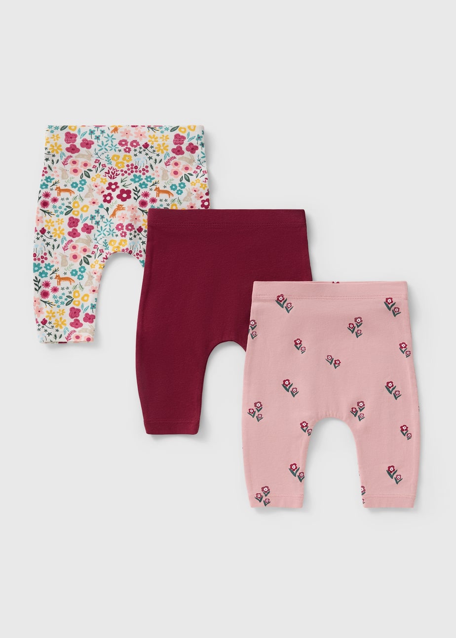 3 Pack Baby Multicolour Floral Animal Leggings (Newbron-23mths)