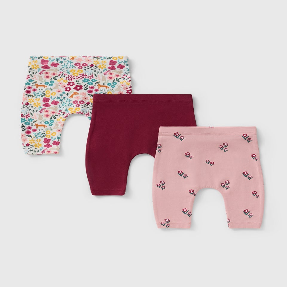 3 Pack Baby Multicolour Floral Animal Leggings (Newbron-23mths)