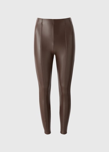 Brown Faux Leather Leggings