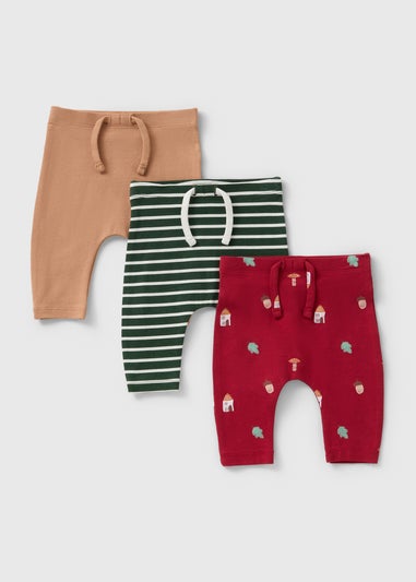 3 Pack Baby Multicolour Autumn Leggings (Newborn-23mths)