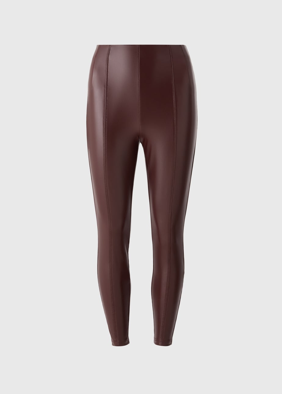Burgundy Faux Leather Leggings