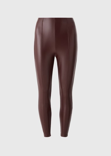 Burgundy Faux Leather Leggings