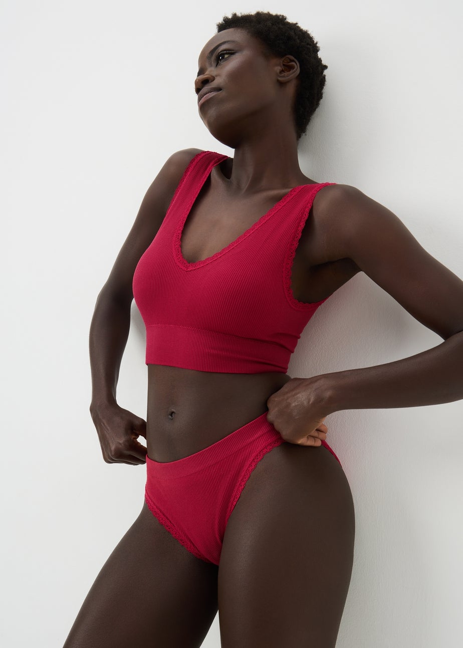 3 Pack Burgundy High Leg Seamless Briefs