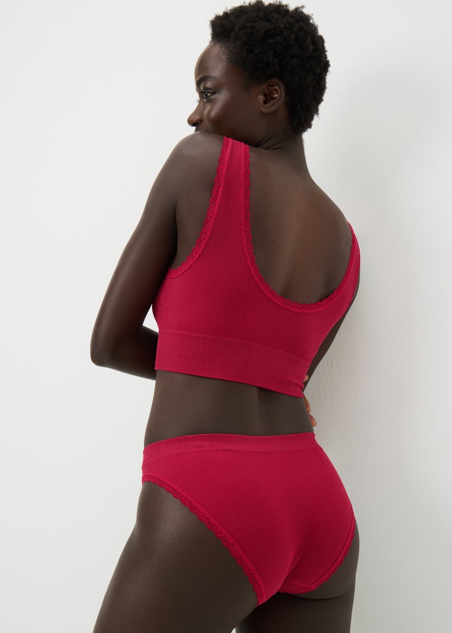 3 Pack Burgundy High Leg Seamless Briefs