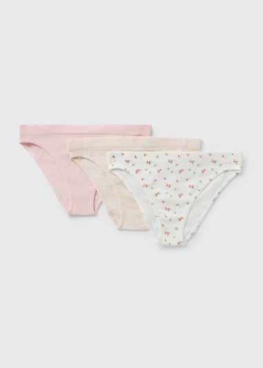 3 Pack Floral & Pink Seamless Brazilian Knickers