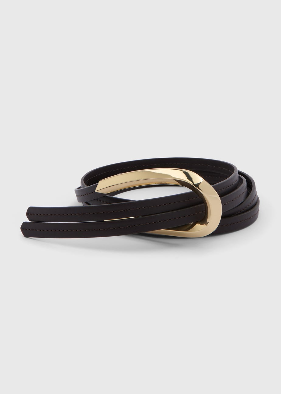 Brown Faux Leather Tie Buckle Belt