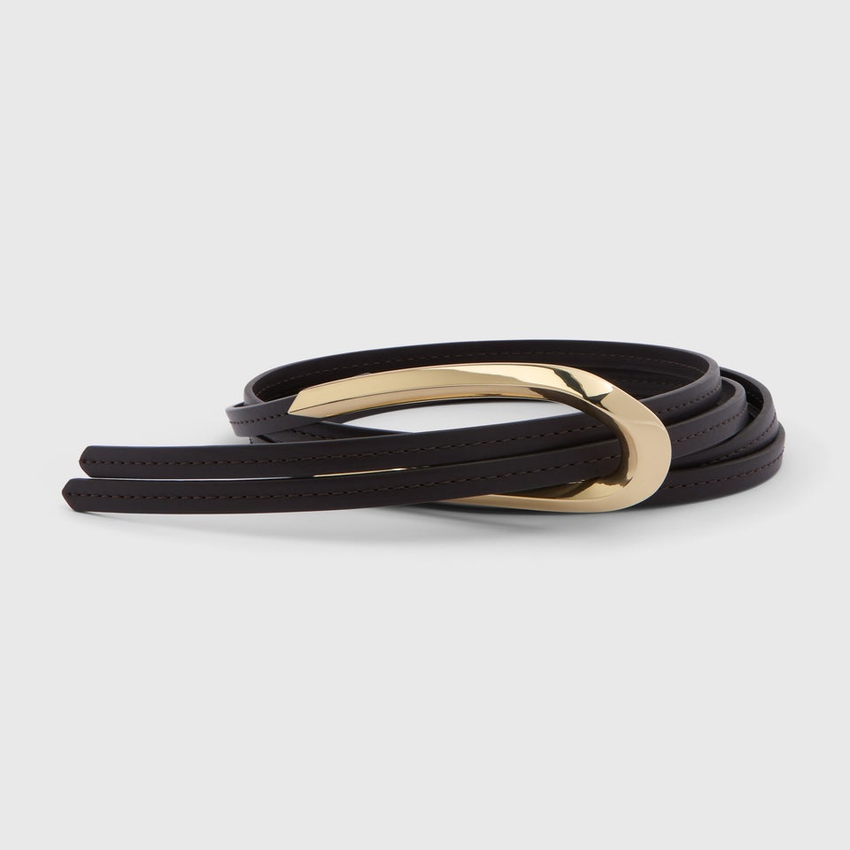 Brown Faux Leather Tie Buckle Belt
